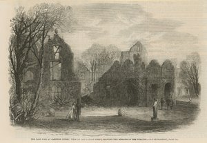 The late fire at Campden House: view of the garden front showing the remains of the theatre by English School