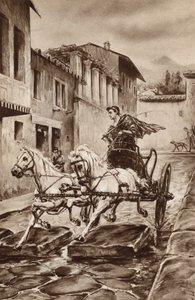 The life of a street in Pompeii in the great days before the city disappeared (colour litho) by English School