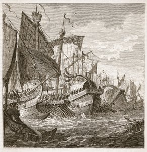 The Naval Battle off Cape Pelorus by English School