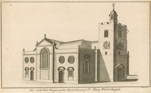 The north west prospect of the Parish Church of St Mary, Whitechapel, London by English School