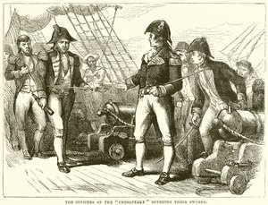 The Officers of the Chesapeake Offering Their Swords by English School