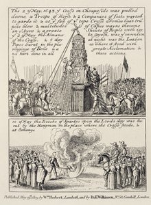 The pulling down of the Cheapside Cross by iconoclasts and puritans, and the burning of the Book of Sports at the same spot the following Sunday in May 1643, 1809