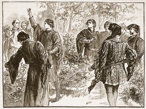 The quarrel in the Temple Gardens (Illustration from Cassell