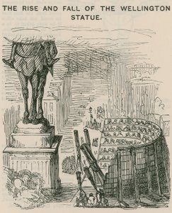 The rise and fall of the Wellington Statue; cartoon by English School