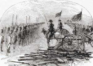 The surrender of General Burgoyne after the Second Battle of Saratoga by English School
