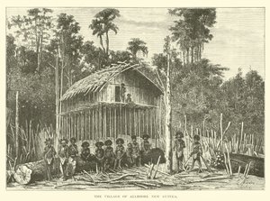 The Village of Alambori, New Guinea by English School