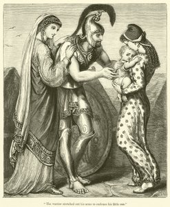 The Warrior Stretched Out His Arms to Embrace His Little One by English School