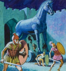 The Wooden Horse of Troy by English School