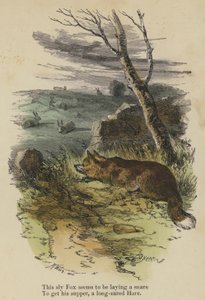 This sly Fox seems to be laying a snare, To get his supper, a long-eared Hare by English School