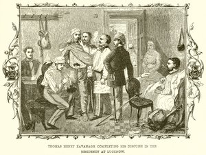 Thomas Henry Kavanagh Completing his Disguise in the Residency at Lucknow by English School