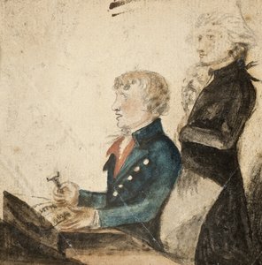 Thomas King, Jun., Auctioneer and his clerk, Mr Hatfield