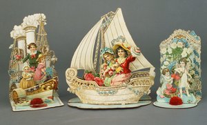 Three pop up chromolithographic Valentine cards, c.1880-90