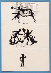 Three silhouettes of footballers