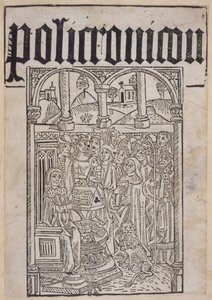 Title Page from the Polychronicon by Ranulf Higden printed by Wynkyn de Worde, 1495 by English School