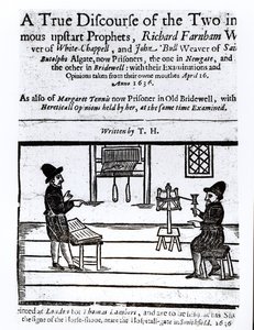 Title Page of A True Discourse of the Two Infamous Prophets, Richard Farnham, Weaver, of White-Chapel, and John Bull, Weaver, of Saint Botolphs, Algate by T.H, 1636