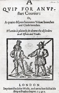 Title page for A Quip for an Upstart Courtier by Robert Greene, 1592 by English School