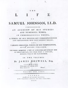 Title page, from The Life of Samuel Johnson by James Boswell