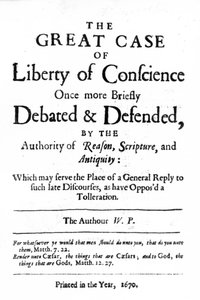 Title Page to The Great Case of Liberty of Conscience by William Penn, Published in 1670
