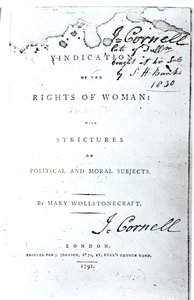 Titlepage of Vindication of the Rights of Woman by Mary Wollstonecraft, Published in 1792
