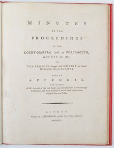 Titlepage of the Minutes of the proceedings of the court-martial held at Portsmouth, August 12, 1792, published in London, 1794 by English School