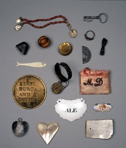 Tokens given by mothers to their children on leaving them at the Foundling Hospital