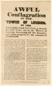 Tower of London Fire, 1841 by English School