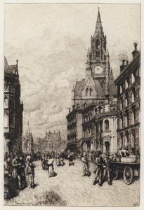 Town Hall, Manchester (etching) by English School