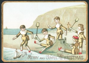 Toys Playing On Beach, Christmas Card by English School