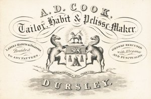 Trade card, A D Cook by English School
