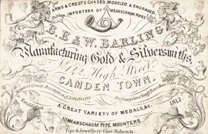 Trade Card, B E & W Barling by English School