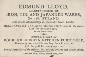 Trade Card, Edmund Lloyd by English School