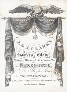 Trade Card, J & J Clarks Hosiery and Gloves Warehouse