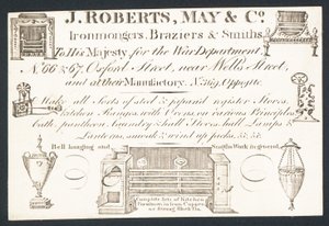 Trade Card, J Roberts, May & Co by English School