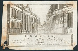 Trade Card, Romanis by English School
