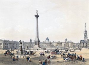 Trafalgar Square with the National Gallery and St Martins Church by English School