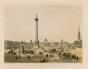 Trafalgar Square with the National Gallery and St Martins Church by English School