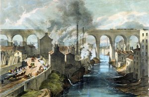 Train crossing Stockport Viaduct on London & North Western Railway, c.1845 by English School