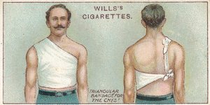 Triangular Bandage for the Chest, no. 37 from the First Aid series of Wills Cigarettes cards, 1913