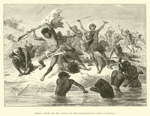 Tribal Fight on the River of the Ponerihouens, New Caledonia by English School