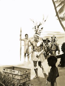 Tribesmen of New Guinea by English School