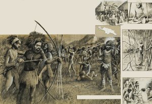 Tribesmen of New Guinea by English School