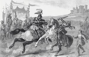 Two Knights Jousting at a Tournament in Germany by English School