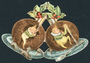 Two Plum Puddings by English School