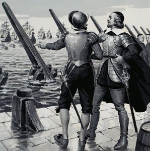 Unidentified Military Scene by English School