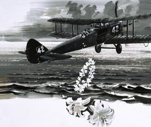 Unidentified Bi-Plane Dropping a Wreath by English School