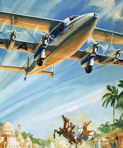 Unidentified Bi-plane Flying Over North Africa by English School