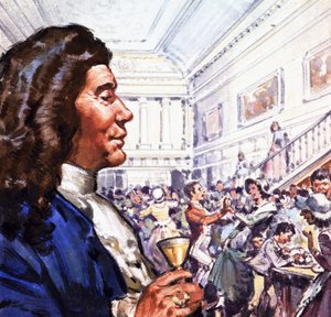 Unidentified Man with Small Drink Watching Feasting and Dancing
