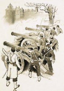Unidentified Soldiers with Cannons by English School