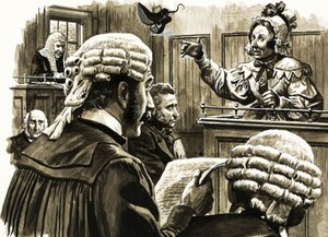 Unidentified woman throwing boot in court