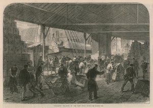Unloading Tea-Shops in the East India Docks by English School
